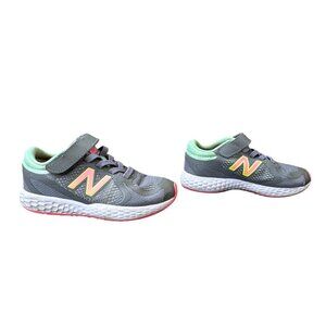 NEW BALANCE 720v4 Sneakers Girls 11.5 29 Gray Neon Pink Laceless Running Shoes